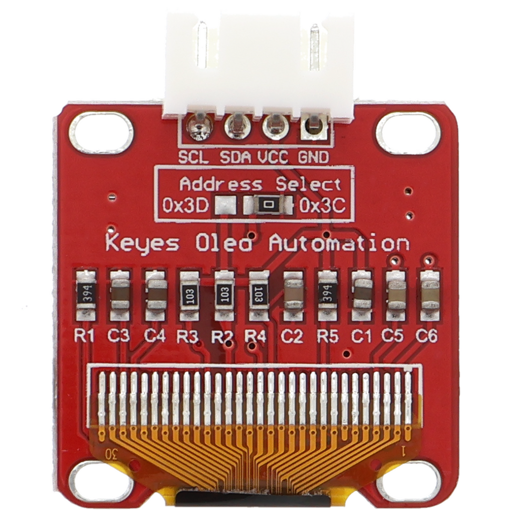 OLED de 0.96", 128x64px, I2C, con conector JST XH2.54 4P