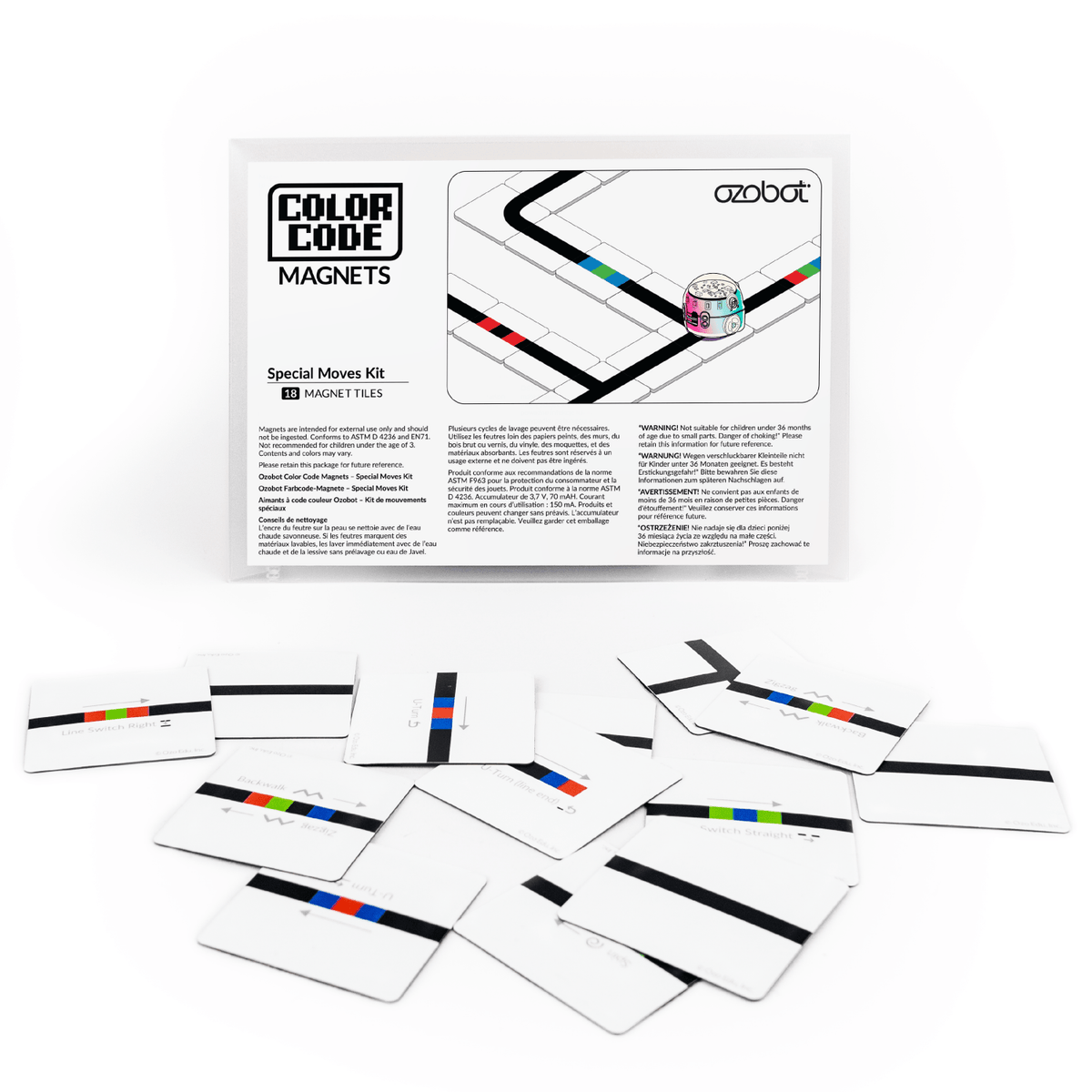 Ozobot Farbcode Magnete Spezialbewegungsset - 18 Plättchen, Erweiterung - F25110791 - Funduino
