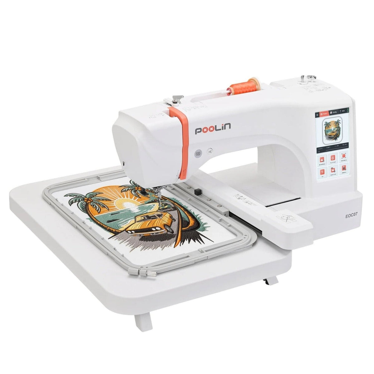 PooLin EOC07 Stickmaschine - 200 x 380 mm, 7-Zoll-Touchscreen, WLAN - F27211527 - Funduino