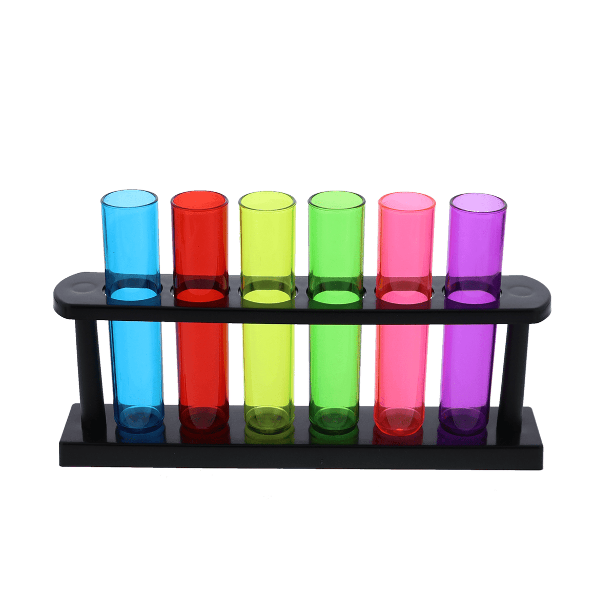 Reagenzglas Set - 6 Stück bunt, 40 ml, Kunststoff, mit Ständer - F25110731 - Funduino