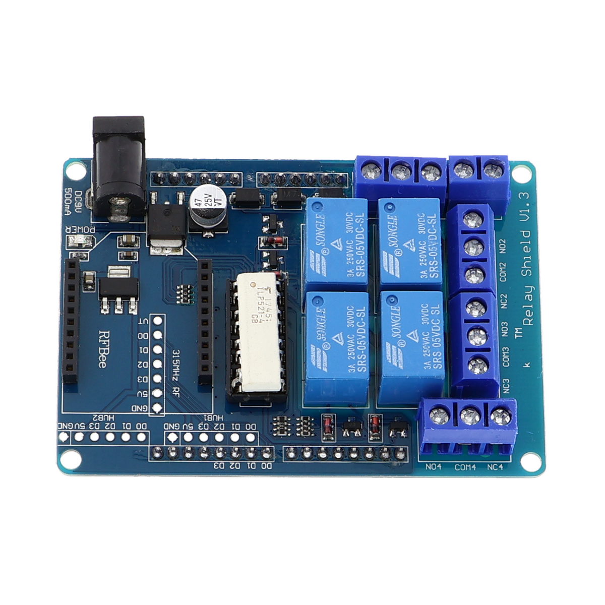 Shield relais V1.3 - 4 canaux, 10 A / 250 V CA, pour Arduino