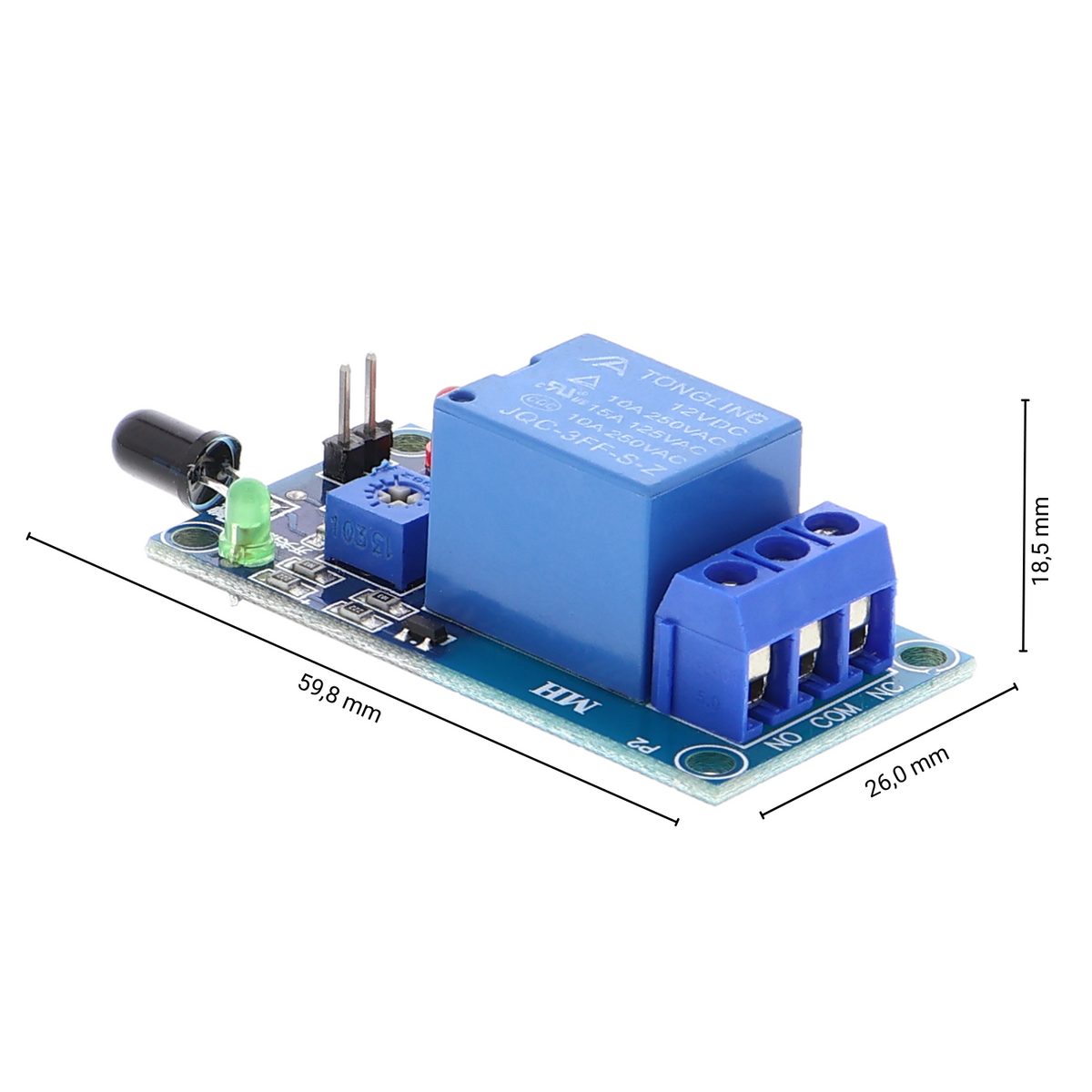 Carte relais 1 canal 12V / 230V pour Arduino - détecteur de flamme, capteur de flamme