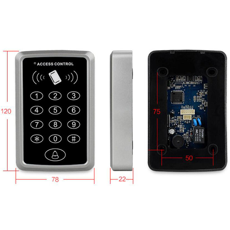 Pannello di controllo accessi RFID con tastierino e serratura RFID