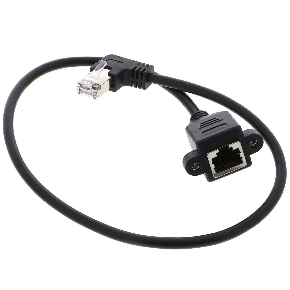 Cavo Ethernet RJ45 - maschio/femmina, connessione a vite, 8 pin, ad angolo retto