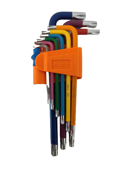 Torx Schlüsselset - 9 Stück, T10-T50, farbig