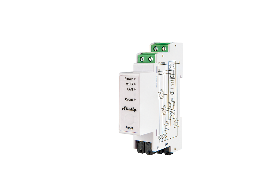 Shelly Pro 3EM 3-Phase Energy Meter - 3x 120 A clamps, Wi-Fi, DIN rail