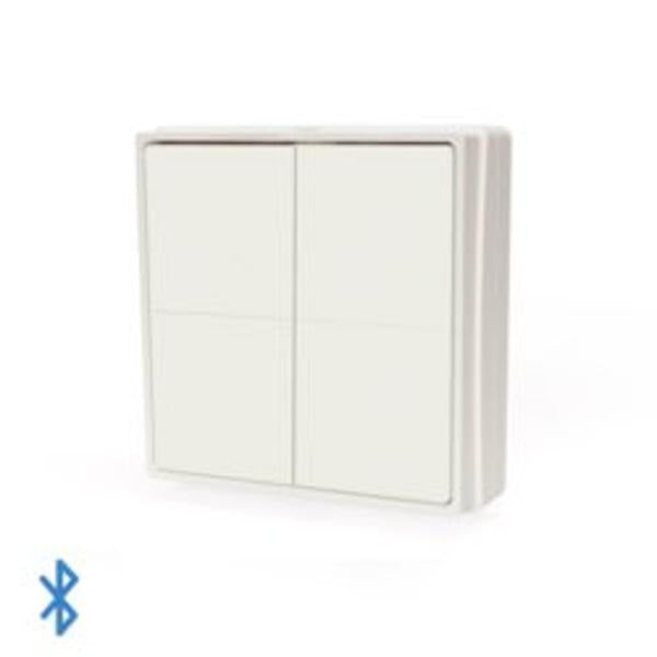 Shelly · Plug & Play · « Blu Wall Switch 4 » · bouton-poussoir mural · 4 voies · 16 actions · blanc