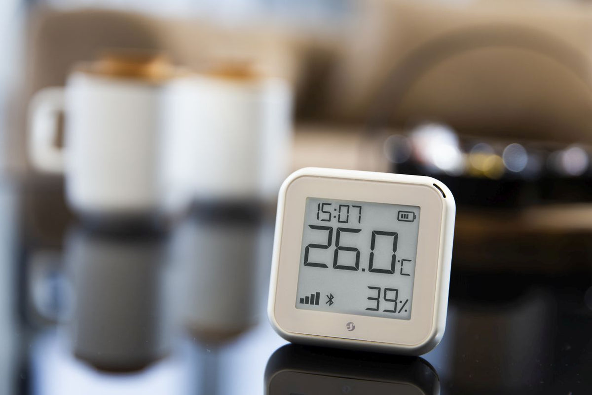 Shelly · Plug & Play · « H&T Gen. 3 Matte White » · capteur de température et d'humidité · WLAN · BT · US