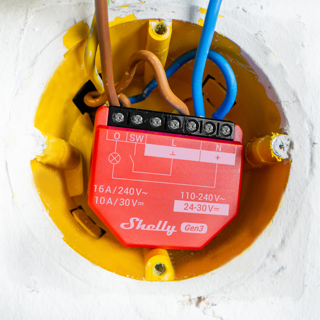 Shelly · inbouw · "1PM Gen3" · relais · max. 16A · 1 kanaal · wifi · BT