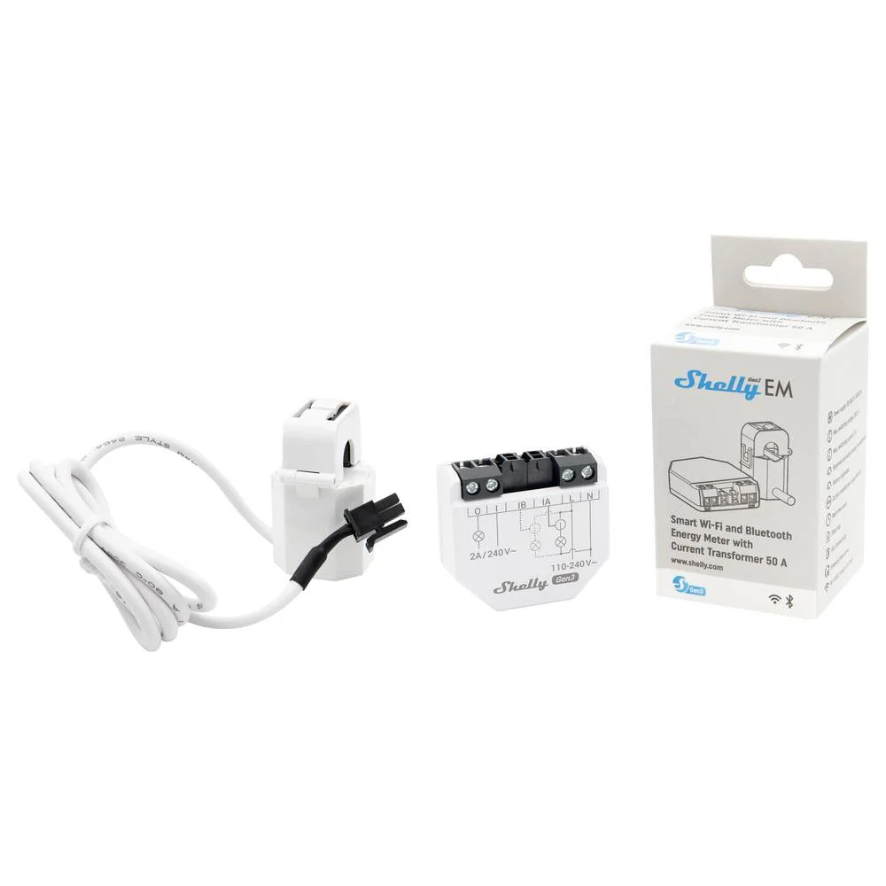Shelly · inbouw · "EM Gen3" · incl. 1x 50A-klem · energiemeter · meetfunctie · wifi