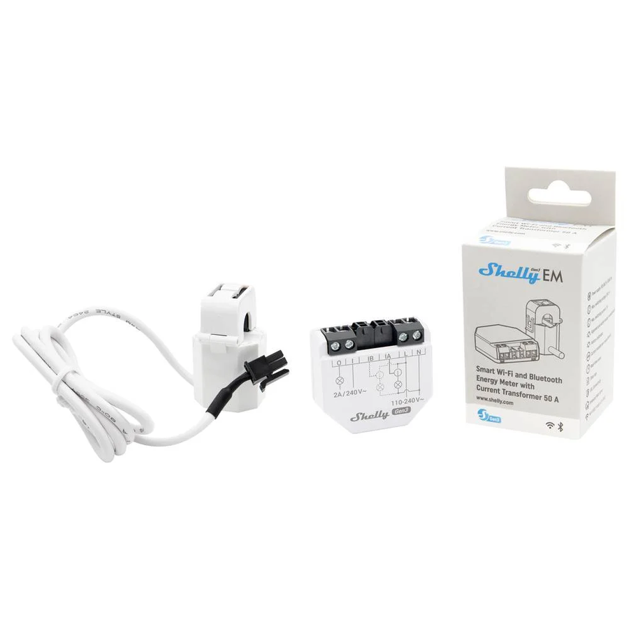 Shelly · inbouw · "EM Gen3" · incl. 1x 50A-klem · energiemeter · meetfunctie · wifi