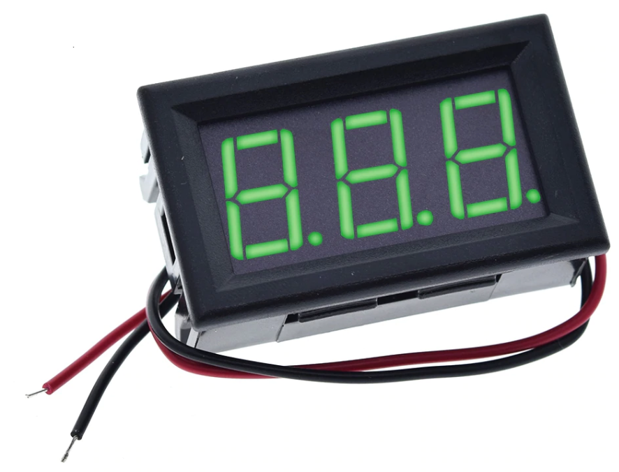 Voltímetro de 0 - 100V con indicador de segmentos - color de iluminación verde