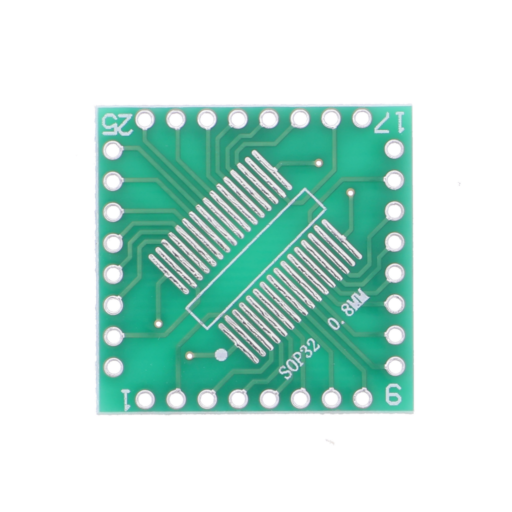 SSOP32 and QFP32 to DIP32 adapter board - 0.8 mm pitch, 32 pins