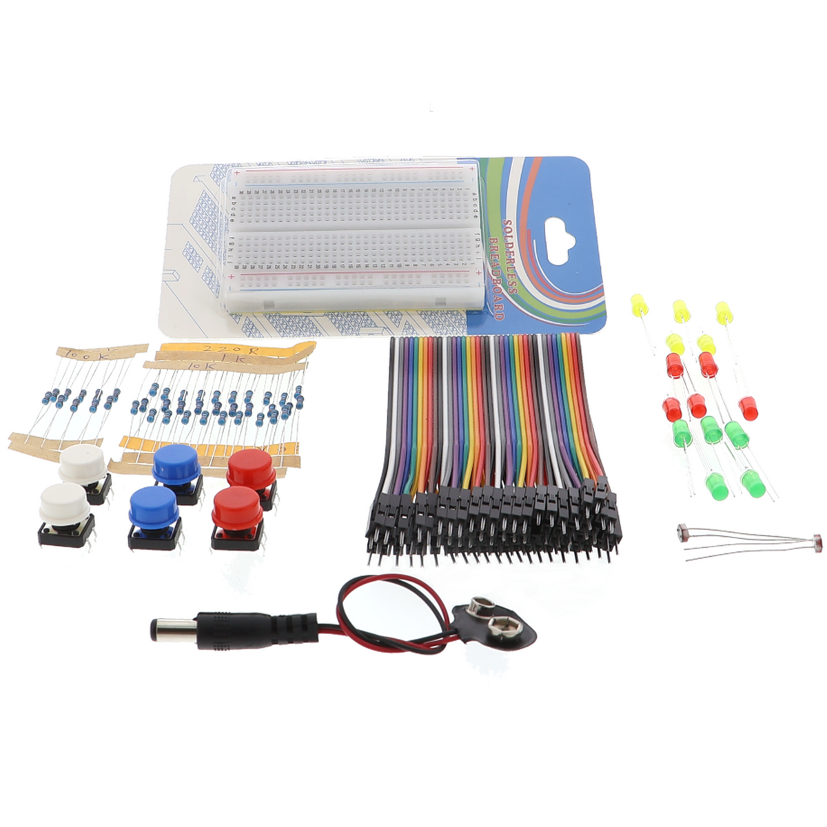 Pulsante, LED, resistenza, breadboard, cavi - Mini kit