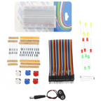 Pulsador, LED, resistencia, protoboard, cables - Kit mini