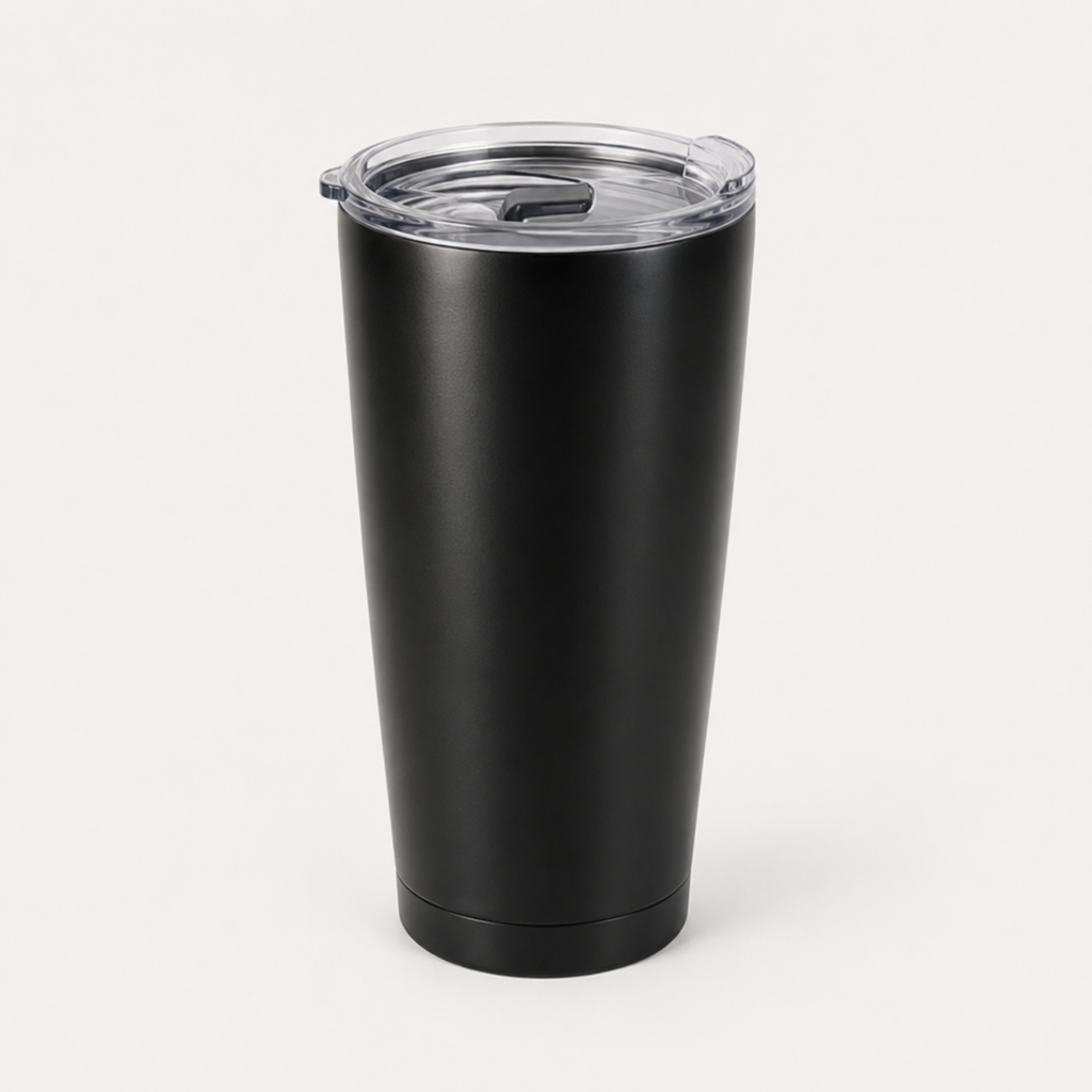 Thermobeker van zwart roestvrij staal (ook voor lasergravure)