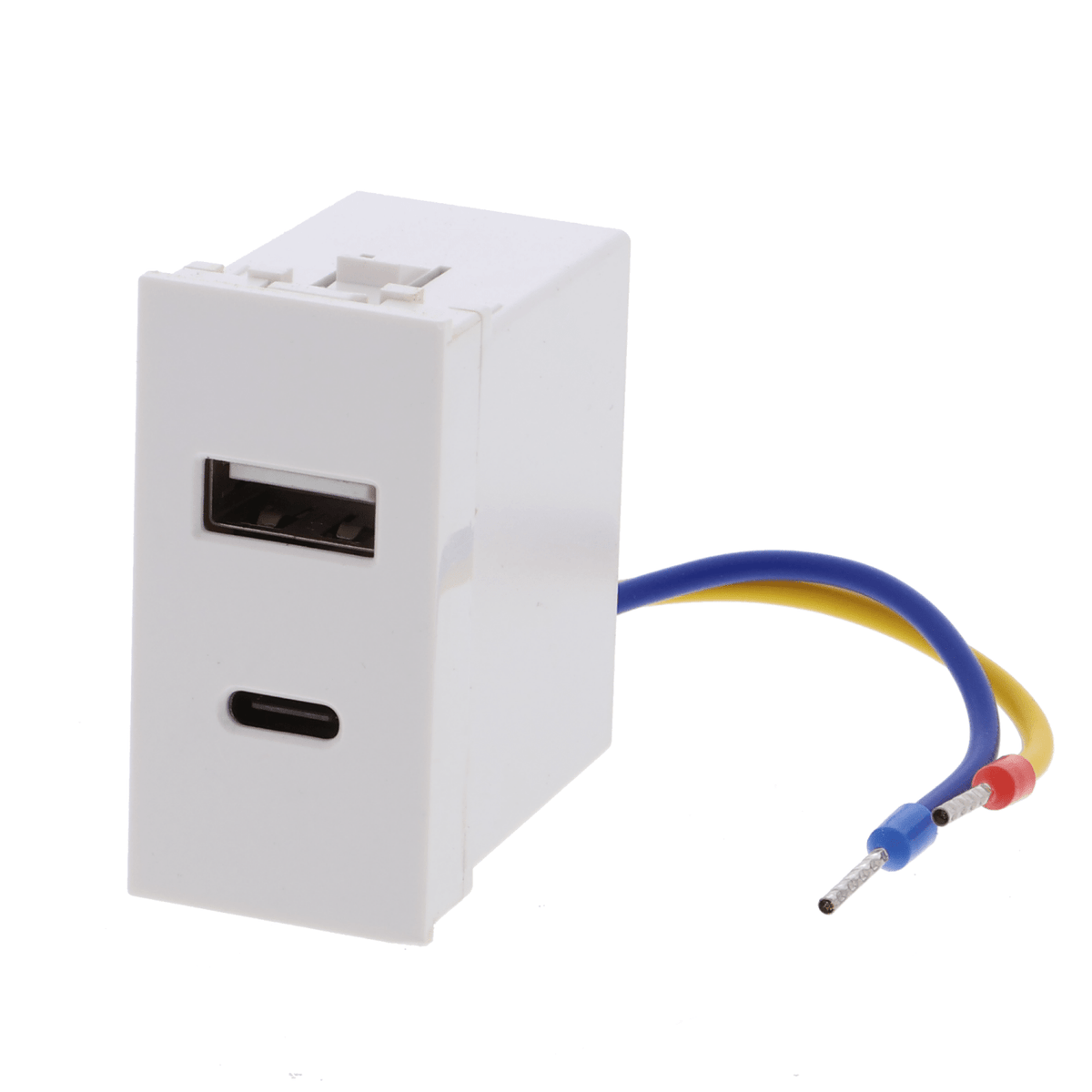 USB-Ladesteckdose Einbaumodul - USB-A und USB-C, 22 x 43 mm - F25111157 - Funduino