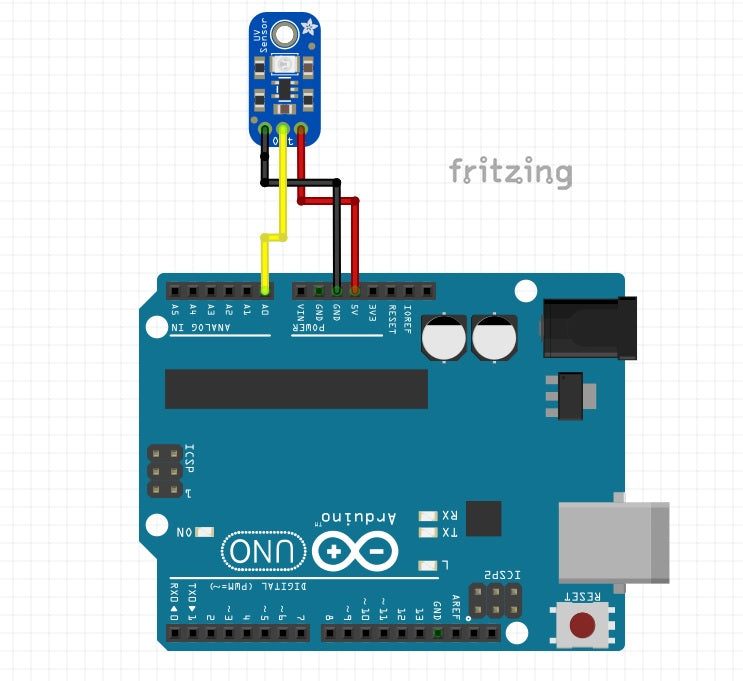 Schaltplan mit Arduino und UVM30A-Modul