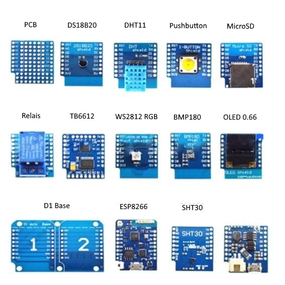 Wemos D1 mini Pro sensor kit - 15 sensors, Wi-Fi, 16 MB flash