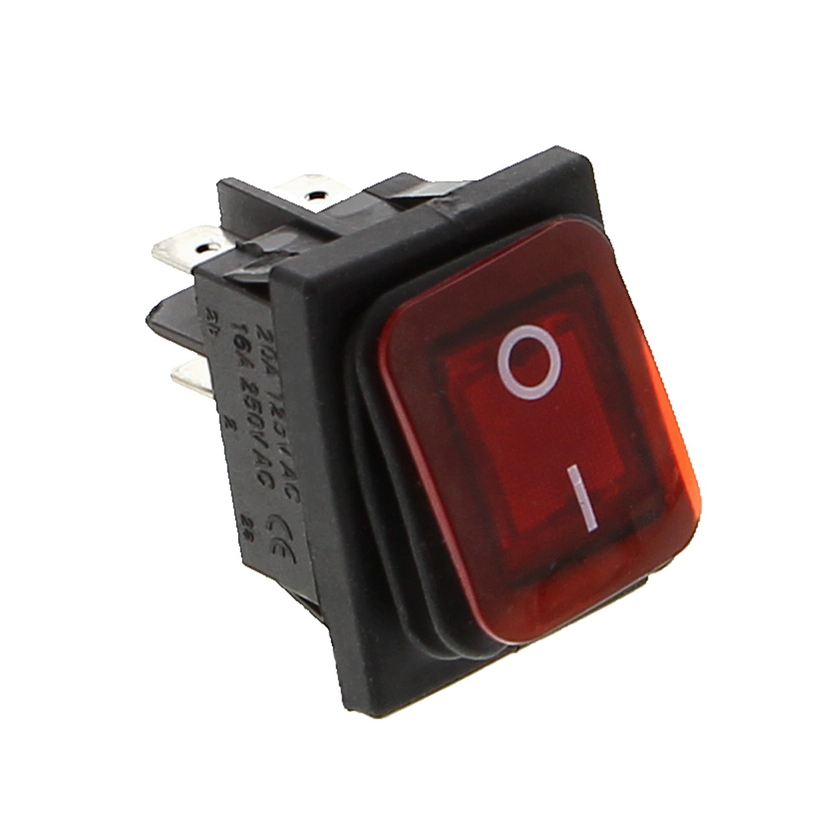 KCD-2 Wippschalter - 21,5 x 27,5 mm, IP65, beleuchtet, 250 V / 10 A