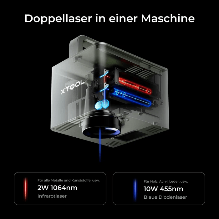 XTool F1 Lasergravierer - 10 W Diode und 2 W Infrarot, verschiedene Ausführungen - F23110403 - Funduino