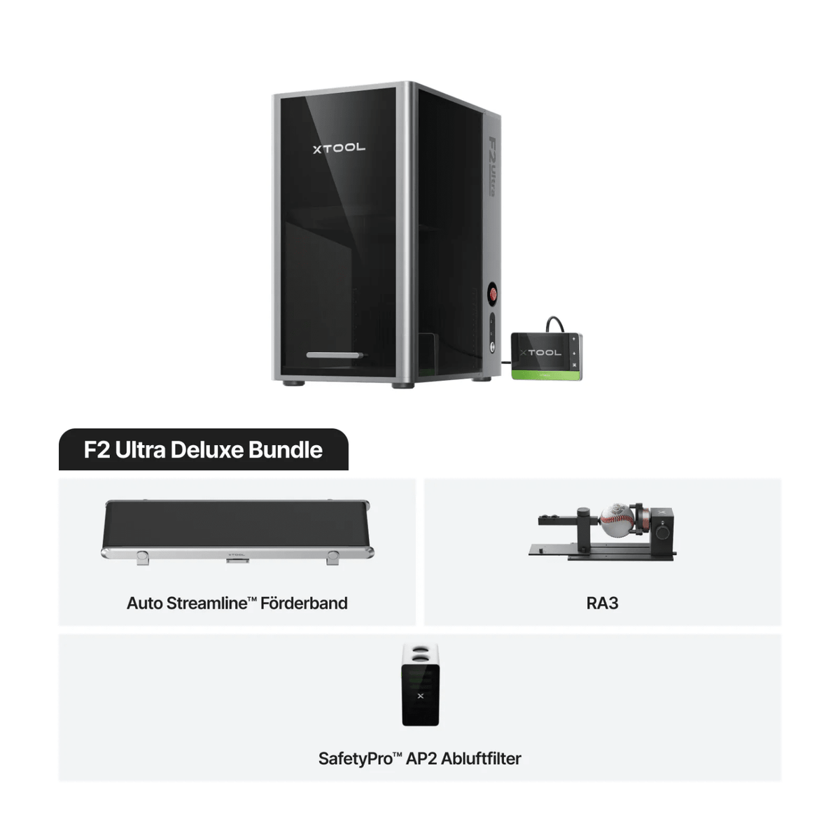 XTool F2 Ultra Lasergravierer - 60 W MOPA und 40 W Diode, verschiedene Ausstattungen - F26211451 - Funduino
