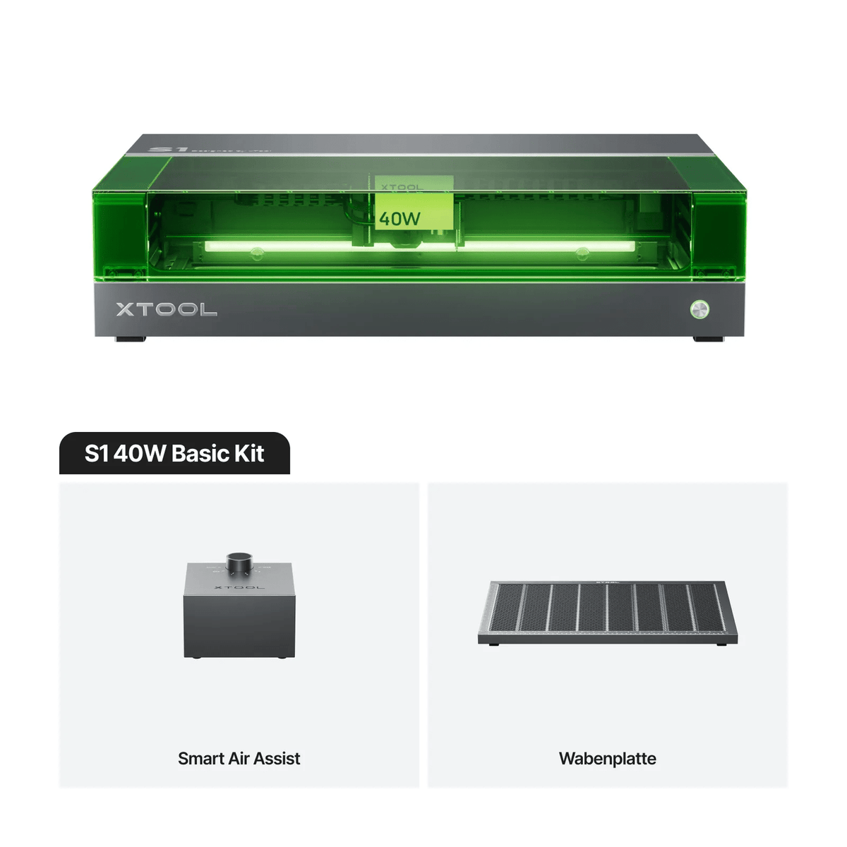 XTool S1 40 W Dark Lasergravierer - 498 x 319 mm, verschiedene Ausführungen - F26211450 - Funduino