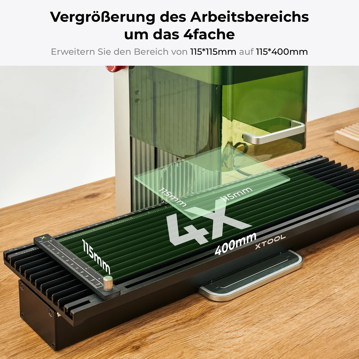 XTool Slide Extension Standard - für F1 und F2, 115 x 400 mm - F26211427 - Funduino