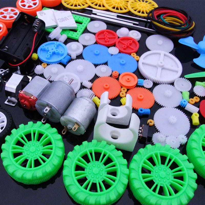 Engrenages, accessoires de transmission, moteurs, roues - kit de 112 pièces